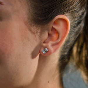 Elegant 2 Ctw <b>Emerald</b> Lab Grown Diamond Solitaire Certified <b>Stud</b> Earrings With Brilliant Sparkle Ethical Luxury Jewelry Women - Product Image 6