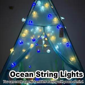 Đại Dương Chủ Đề LED Chuỗi Ánh Sáng Sinh Nhật Trang Trí Cổ Tích Đèn 2M Sao Pin Hoạt Động Màu Xanh Patio Trắng DIY Ngoài Trời Dây Đồng - Product Image 2