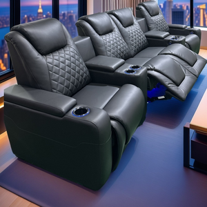 Ensemble de meubles de cinéma maison confortables à haut sens en cuir véritable élégant populaire pour l'équipement de charge d'utilisation de salle de cinéma - Product Image 1