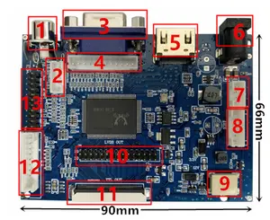 液晶TTL LVDS控制器板高清MI兼容VGA 2AV 50引脚，适用于7300101463 1024*600驱动板支持12v和分辨率