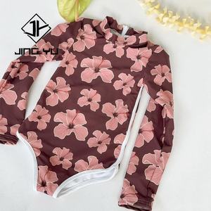Traje de Baño Infantil de Playa con Estampado Hawaiano, Traje de Baño de una Pieza Personalizado de Alta Calidad en Poliéster, Bikini para Niñas - Product Image 1