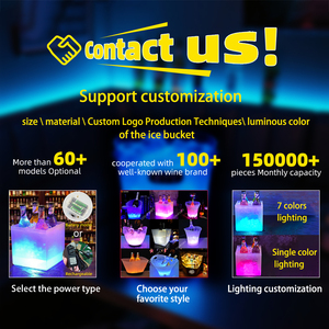 Trung Quốc Nhà Máy hộp đêm đôi tường vuông vàng vàng trong suốt rõ ràng Acrylic Cooler chiếu sáng Champagne Vodka Led Ice Bucket - Product Image 6