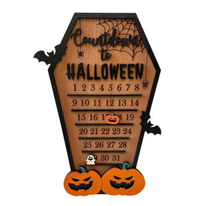 Calendrier de compte à rebours de cercueil de décoration d'halloween personnalisé transfrontalier ornements bricolage calendrier de l'avent de bloc de bois <span class=keywords><strong>mobile</strong></span> - Product Image 6