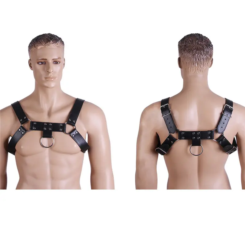 Coleira de couro masculina punk, colete de couro bondage, de alta qualidade