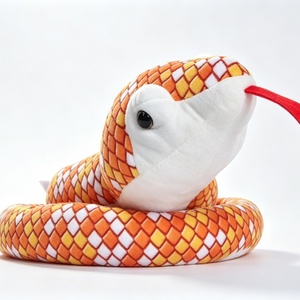 Peluche Serpent Maïs Réaliste Personnalisée, Serpent en Peluche Enroulé à Motif Écailles Orange avec Langue Rouge Fourchue - Product Image 6
