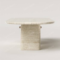 Table à manger ovale en travertin de style nordique moderne avec pieds courbes pour la maison et l'hôtellerie, meubles en pierre écologiques