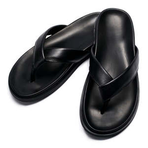 Sandales tongs antidérapantes en cuir véritable pour hommes, chaussures plates décontractées pour la plage et l'extérieur, sandales unisexes de haute qualité - Product Image 4