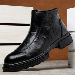 รองเท้าบูทเชลซีแบบสวมสำหรับผู้ชาย ระบายอากาศได้ดี กันน้ำ กันลื่น พื้นยาง เหมาะกับทุกฤดู สไตล์ลำลองแบบอังกฤษ - Product Image 5