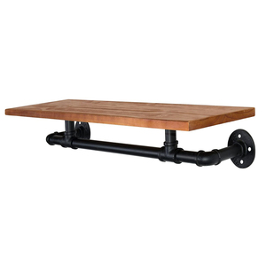 Étagère <span class=keywords><strong>murale</strong></span> de rangement pour vêtements en métal noir style industriel et bois brun, 31 pouces, pour l'ameublement de la maison - Product Image 6