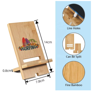 Support de smartphone artisanal en bambou |   Accessoire de bureau durable |   Impression de logo personnalisé pour les cadeaux d'entreprise - Product Image 2