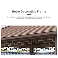 Pergola orientale en métal de style chinois, imitation bois et bambou, pour jardin, patio ou cour.