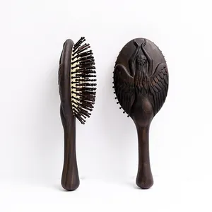 Exquisite gifts bulk oval airbag head massage wooden magic hair comb angel wings manufacturer customized LOGO