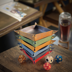 Plateau à dés DND en cuir véritable avec sangle Plateau en cuir RPG Plateau de valet <span class=keywords><strong>Crazy</strong></span> Horse Plateau à dés roulant en cuir - Product Image 3