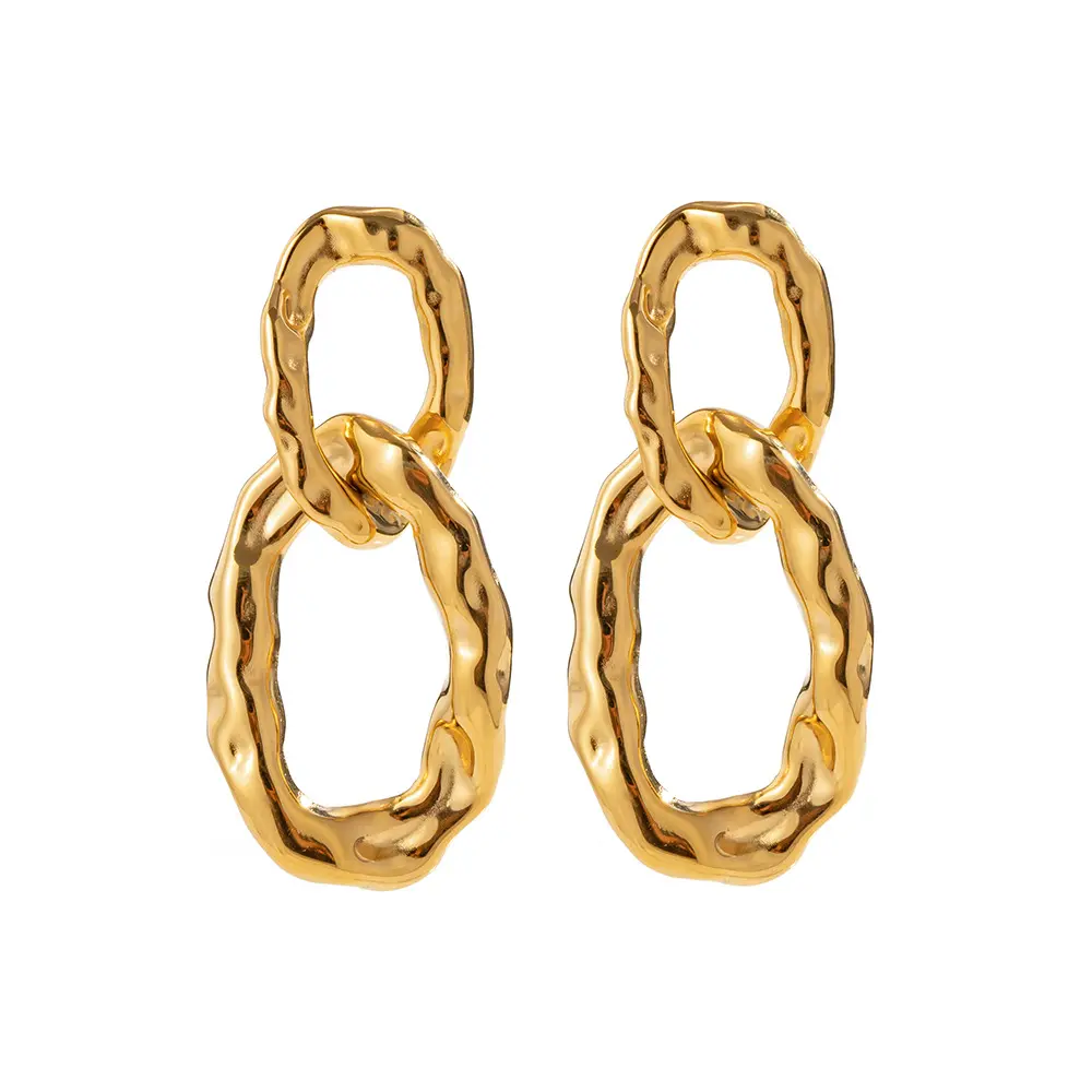 BJG0325E-0326E oro 18K cerchio geometrico in acciaio inox orecchini di tessitura di design gioielli di moda orecchini donna