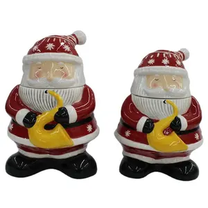 Giáng sinh trang trí quà tặng Craft kẹo Canister Santa Claus hình gốm Cookie Jar