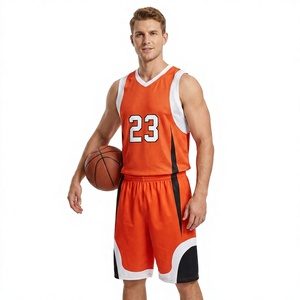 Conjunto de Uniforme de Baloncesto Sublimado Personalizado, Sin Mangas, Malla Antibacteriana, Spandex/Poliéster, Cintura Elástica, para Adultos Unisex - Product Image 1