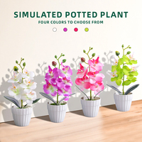 HDL-09 Anggrek Plastik Grosir dalam Pot, Bunga Phalaenopsis Artifisial Realistis, Rangkaian Bunga untuk Dekorasi Rumah, Halloween, Wisuda