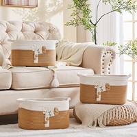 Panier de rangement en corde de coton tressé à la main de haute qualité, organisateur de bureau polyvalent et panier à linge pour hôtel et maison