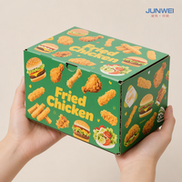 Caja para Pollo Frito Impresa Personalizada, Papel Corrugado de Grado Alimenticio, Empaque para Llevar para Comida Rápida