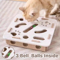Jouet de puzzle interactif en feutre doux pour chat, jouet de boîte de labyrinthe pour chat d'intérieur avec 3 balles