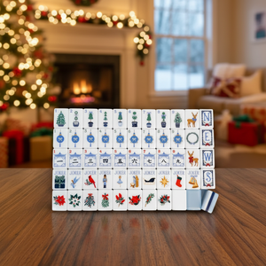 Juego de Mahjong de Acrílico de Diseño de Lujo, Color Azul Claro, 160 Piezas, con Patrón de Reno y Cascanueces, Regalo Navideño - Product Image 3