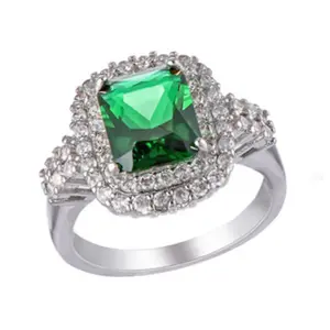 New Wish Hot Sell Exaggerated Popular Emerald Square Zircon Frosted Ring Alloy 00331-2 European and American Fashion CLASSIC