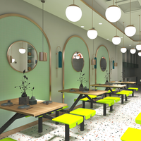 Meubles de cantine scolaire, ensembles de tables et de chaises en bois pour étudiants, 4 places, table et chaises de cantine