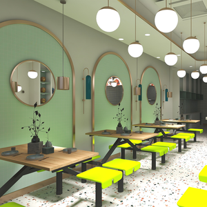 학교 식당 가구 학생용 나무 식탁 및 의자 세트 4인용 식당 테이블 및 의자 - Product Image 5