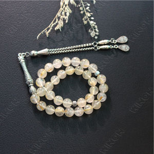 Cuarzo Rutilado Dorado Natural, Piedra Preciosa <span class=keywords><strong>de</strong></span> <span class=keywords><strong>Cristal</strong></span> 100% Natural, <span class=keywords><strong>Rosario</strong></span> Islámico <span class=keywords><strong>de</strong></span> 33 Cuentas, Misbaha, Masbaha, Tasbeeh, Sibha - Product Image 3