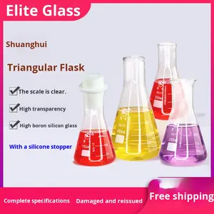 ขวดแก้วบอโรซิลิเกตทรงกรวย250มล. 500มล. พร้อมฝาขวดแบน - Product Image 5