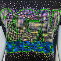 Transferts thermocollants personnalisés en strass pour T-shirt, motif CHEER brillant et étincelant
