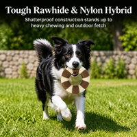 Jouet à mâcher pour chien en forme d'anneau, jouet à mâcher pour chien en nylon et cuir brut, double matériau, pour le nettoyage des dents