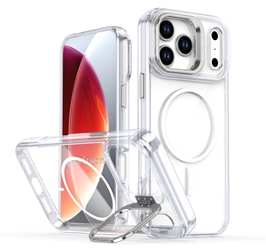 Étui de téléphone magnétique en TPU de haute qualité avec support de charge pour <span class=keywords><strong>iPhone</strong></span> 17 16 15 Pro Max <span class=keywords><strong>12</strong></span>, film de protection d'objectif électroplaqué, sac OPP - Product Image 5