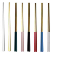 Baguettes carrées réutilisables en acier inoxydable 304 de style coréen pour restaurants de sushi, hôtels, cuisines domestiques, vente en gros