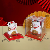 Figurine de chat porte-bonheur dansant au rythme du soleil, à main qui bouge automatiquement, décoration Feng Shui, ornement porte-bonheur pour voiture, bureau ou table.