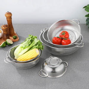 hot selling manufacturer mesh storage basket round drain basket metal stainless steel fruit washing baskets