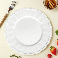Service de table élégant en porcelaine fine blanche gaufrée, assiettes à steak en céramique française, bols festonnés pour la maison et la restauration