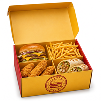 Caja de Comida Rápida Compostable Personalizada para Hamburguesas, Pollo Frito, Papas Fritas, Contenedor para Restaurante