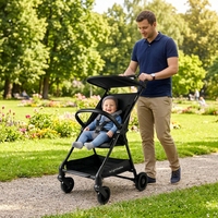 Poussette de voyage compacte et légère Brightbebe pour bébé, pliable d'une seule main, avec harnais de sécurité à 5 points pour avion
