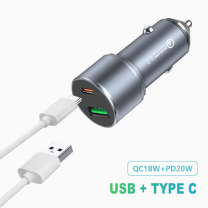 <span class=keywords><strong>Chargeur</strong></span> de <span class=keywords><strong>voiture</strong></span> USB haute vitesse 25W à charge rapide PD, QC3.0, en alliage d'aluminium et matériau PC ignifuge, 1 sortie USB et Type-C 5V3A - Product Image 4