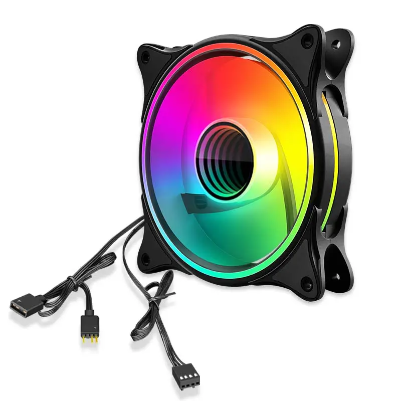 Nueva llegada COOLMOON Neon 120mm Gaming computer case CPU cooler fan 5V 3pin/4pin ARGB PWM control de temperatura regulación de velocidad