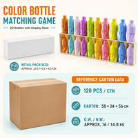 Jeu de 20 flacons colorés assortis avec mini-flacons en ABS et base de présentation double couche