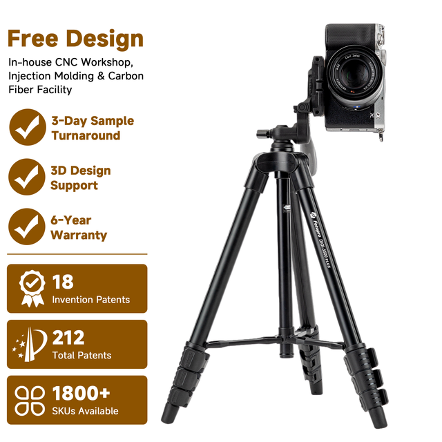 Fotopro 90 Degree Rotating Phone Holder Extendable Camera Stabilizer Tripod