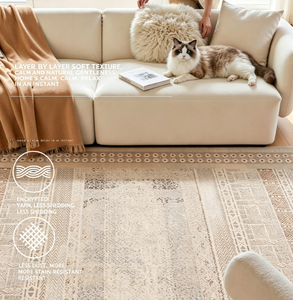 Alfombra de Pelo Corto con Sensación de Cachemira, Alfombra Floral Bohemia Vintage, Alfombra Plegable Suave y Fácil de Limpiar, Alfombra Lavable para Sala de Estar y Dormitorio - Product Image 4