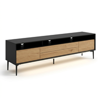 Meuble TV flottant moderne avec éclairage LED, console multimédia en bois de 1800 mm pour téléviseur de 75 pouces, vente en gros OEM