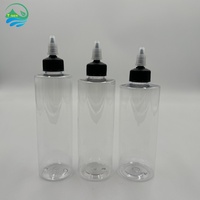 Bouteille plate en plastique de 250 ml avec bouchon à vis, flacons transparents vides pour liquides, sauces, huiles et travaux artistiques