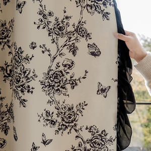 <span class=keywords><strong>Tende</strong></span> oscuranti intrecciate floreali Jacquard con fiori in stile francese, moderno e minimalista retrò con stampa crema <span class=keywords><strong>per</strong></span> la casa - Product Image 3