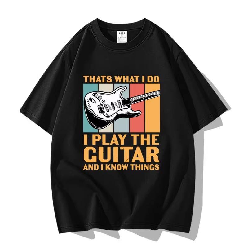 Black Funny Guitar Graphic Tee Shirt 2