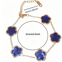 Bracelet en acier inoxydable plaqué or 18 carats avec zircon, motif trèfle à cinq feuilles, luxueux, coloré et tendance