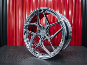 Rueda Forjada 6061 de Diseño Cinco Estrellas para Uso Seguro en Carretera, Totalmente Cromada con Tapa Flotante Cromada para A1/A3/A4/A6/A8/S3/S4/RS3/RS5/<span class=keywords><strong>PoloGTI</strong></span> - Product Image 1